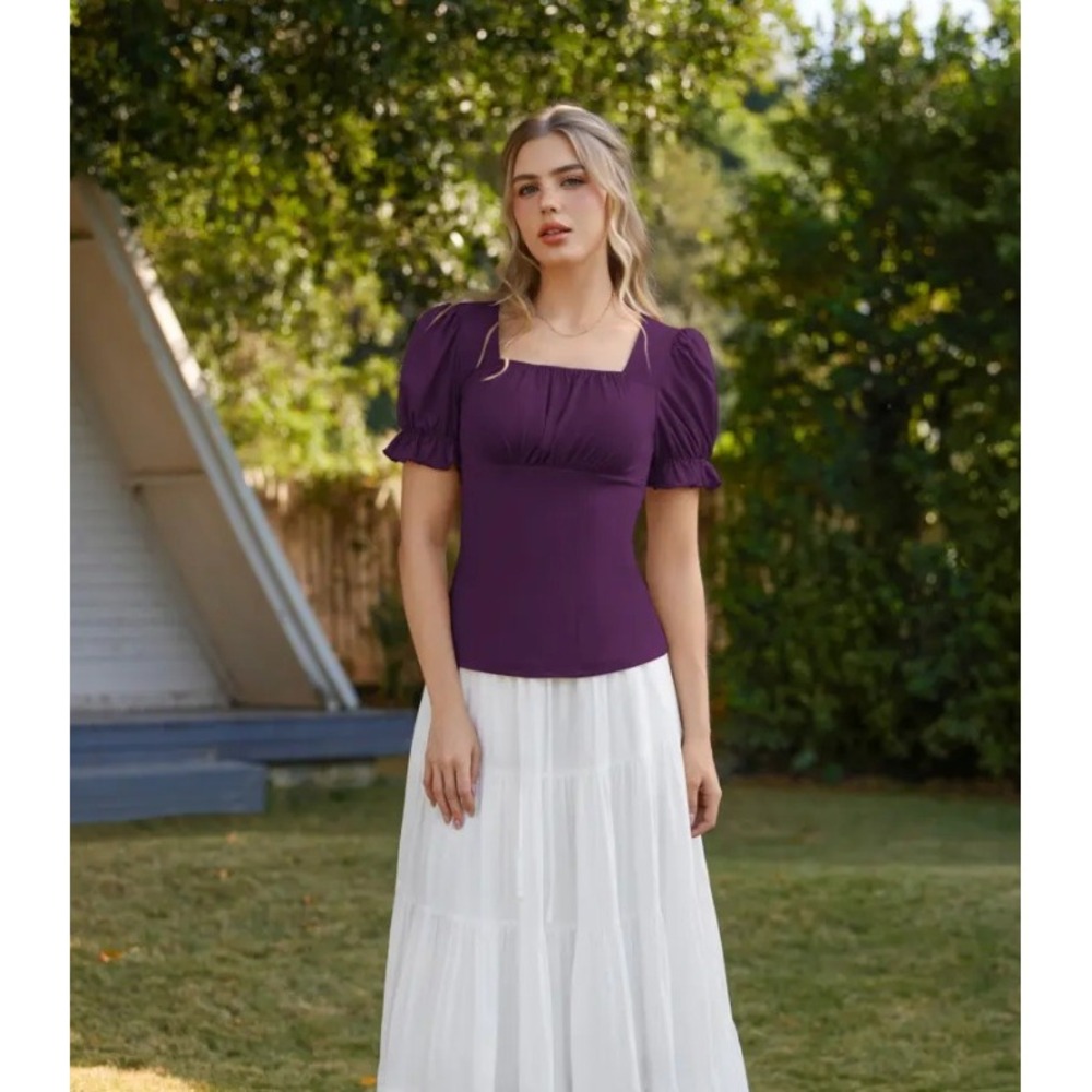 Scarlet Darkness Victorian Milk Maid Top Large‎ Purple Cottage Fairy Whimsigoth